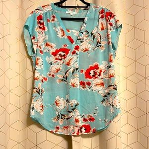 Blue Floral Blouse